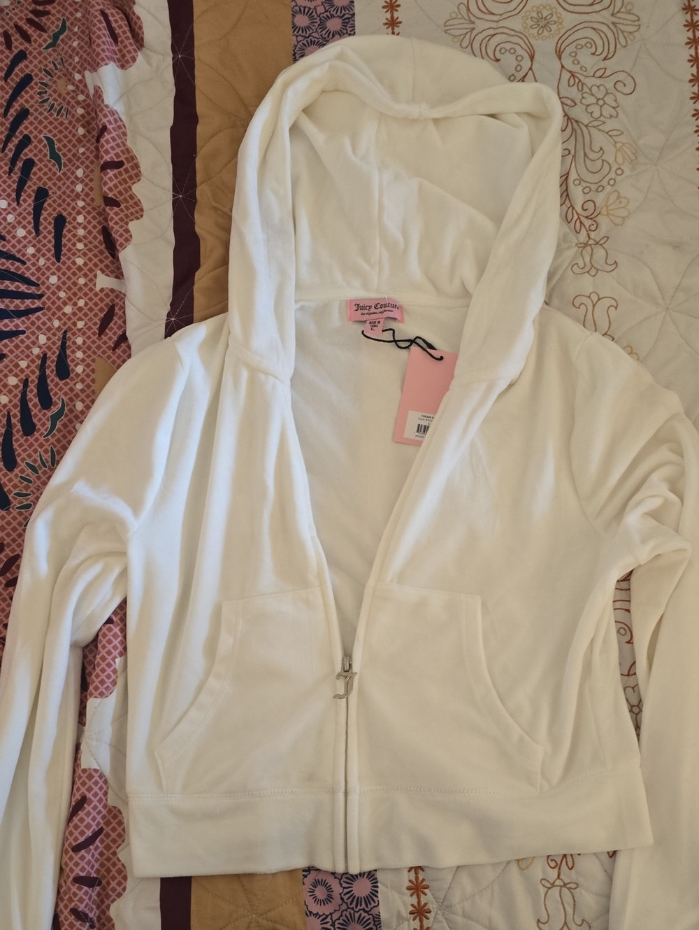 Juicy Couture White Hooded Zip-Up Jacket